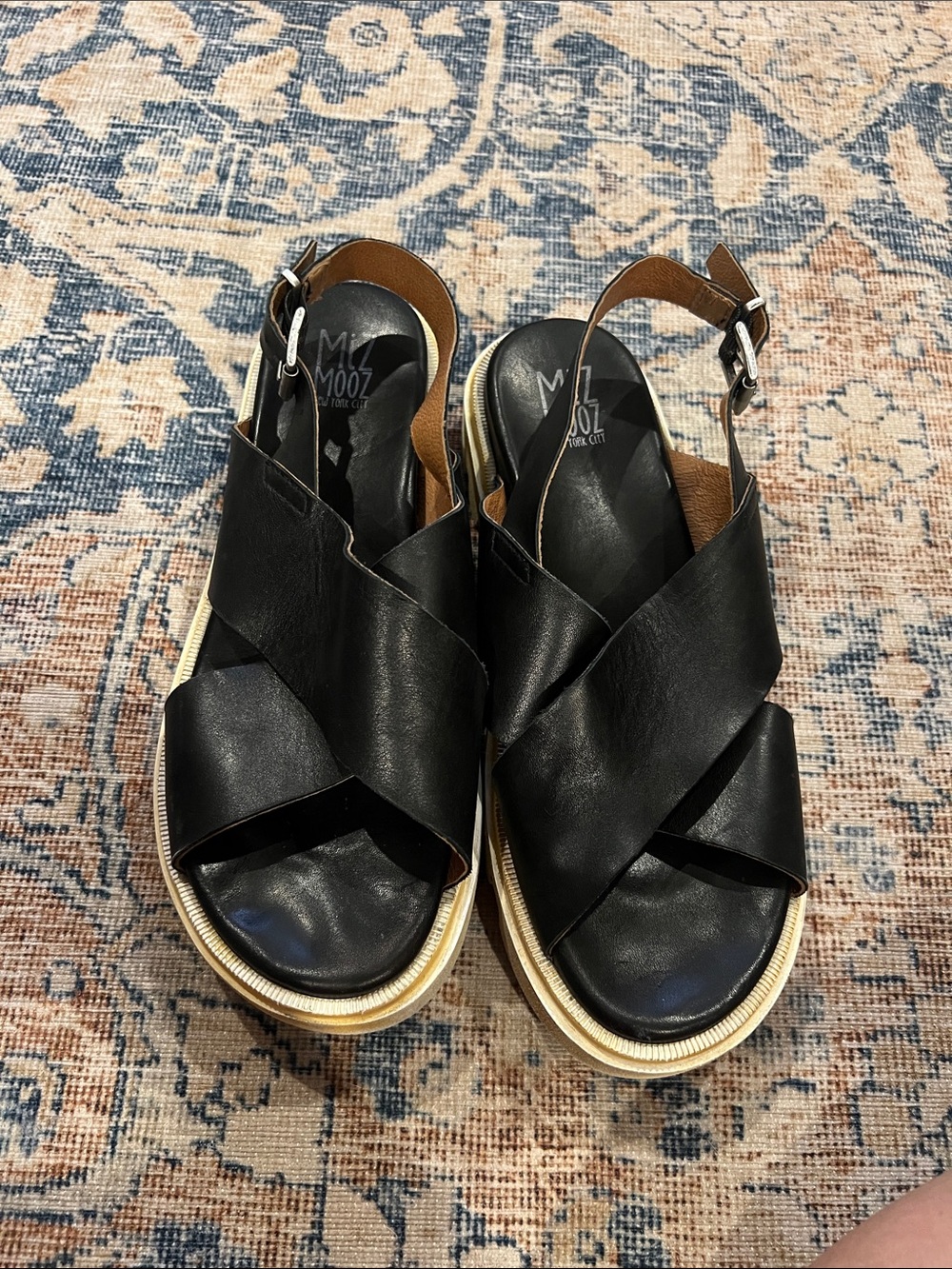 Miz Mooz Pacific Black Leather Crisscross Slingback Sandal size 42 / US 11.5 - Picture 1 of 11